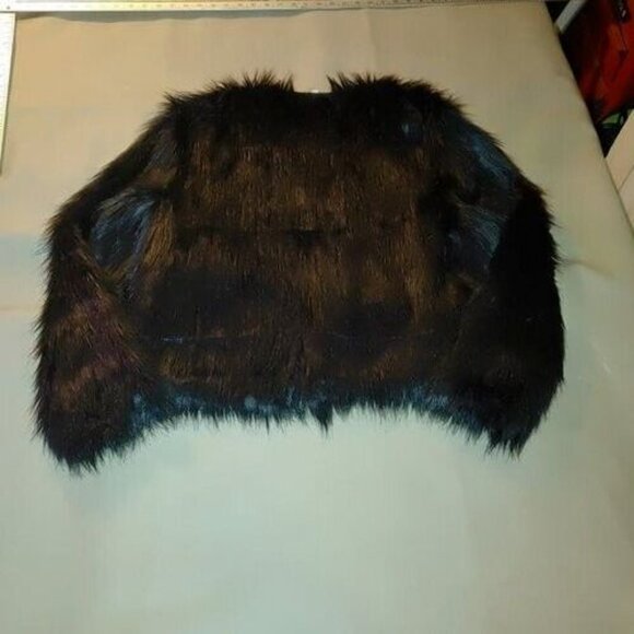 Black Faux Fur Fluffy Shaggy Coat Jacket Size Large - Picture 4 of 11